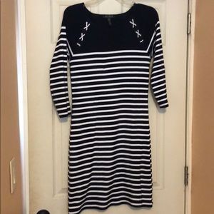 Size medium Ralph Lauren dress navy and white stri